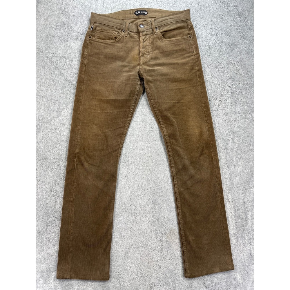Tom Ford Corduroy Pants Mens Brown Straight Leg Luxury Designer Casual
